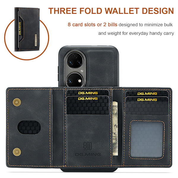 Tri-Fold Pung-Etui til Huawei Huawei P50 Sort