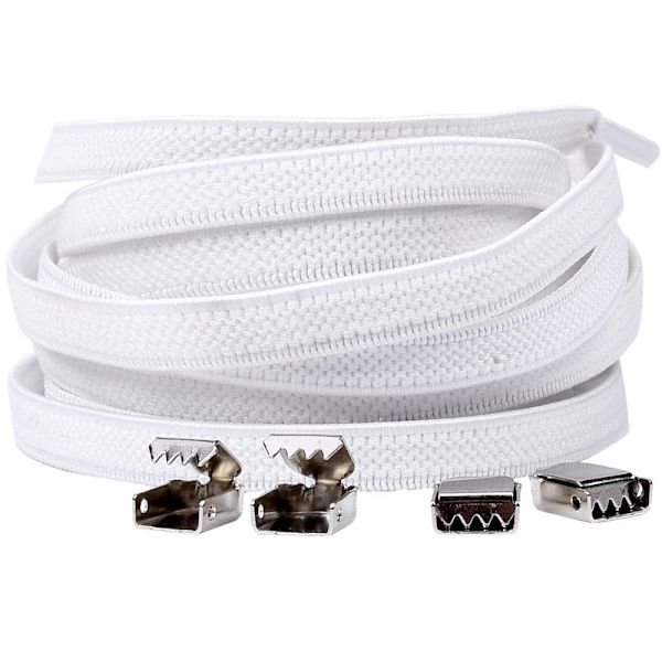 Bindefrie elastiske snørebånd - 3 par White White