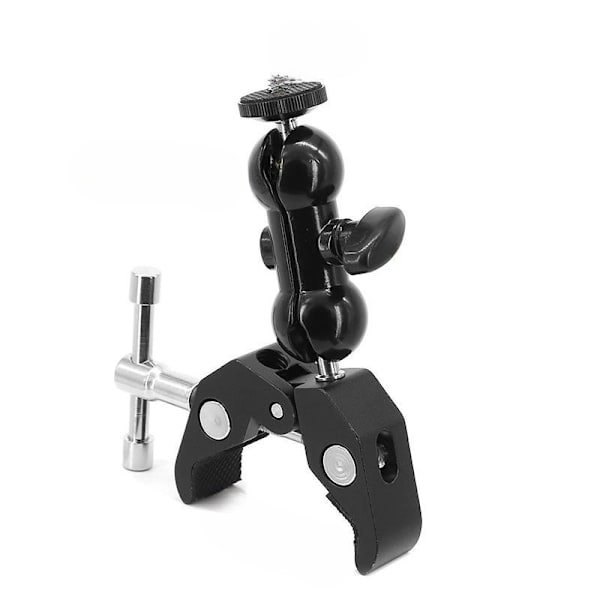 Dual Ball Head Magic Arm Mount med krabbaklämma för DSLR-kamera Svart