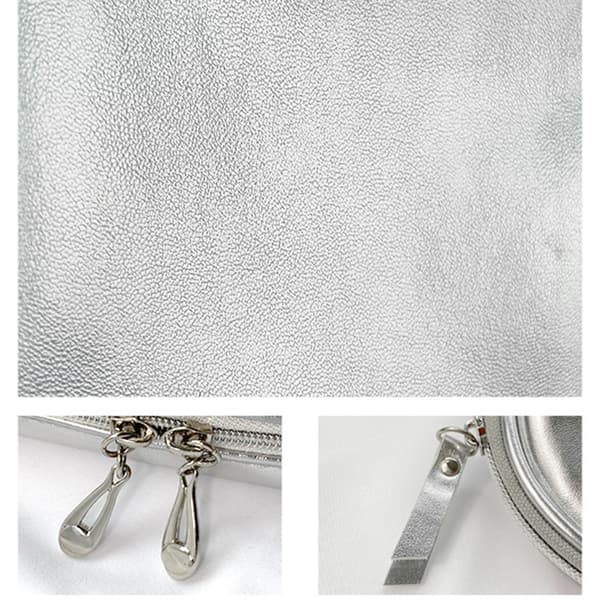Snygg Seashell Clutch: Silver PU-läder sminkväska