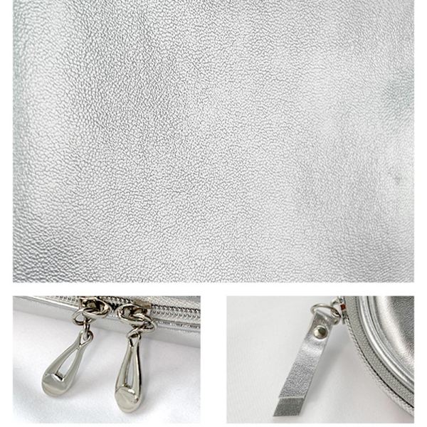Stilfuld Seashell Clutch: Sølv PU læder makeup taske
