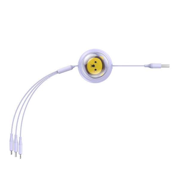 Latauskaapeli 3w1 Baseus USB-USB-C, USB-M, Lightning 3,5A, 1,1m (violetti)