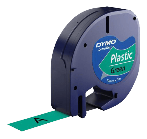 LetraTag, printer tape, 12 mm width, 4m, black on green