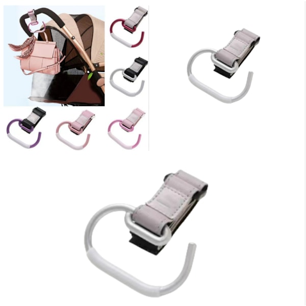 2-pakke klapvognskroge, justerbare stropper, holder op til 2,5 kg
