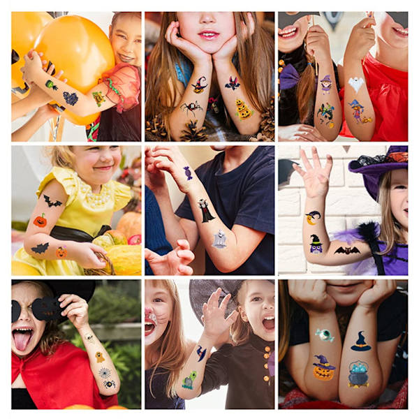 Väliaikaiset Halloween-tatuoinnit 10 arkkia Monivärinen