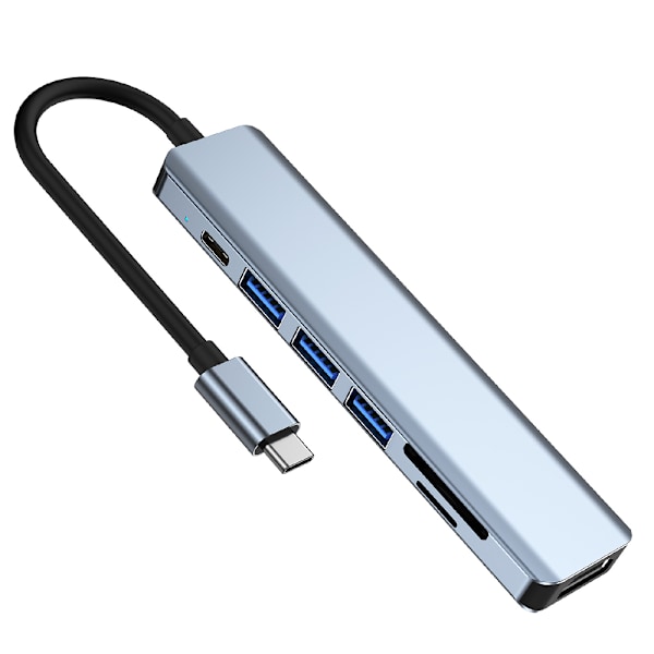 7-in-1 Type-C Hub: HDMI, PD, SD/TF, USB 3.0 & 2.0 -porttia