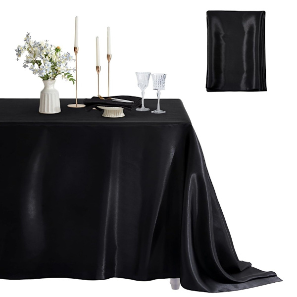 Elegant Polyester Satin Dug til Fester, Bryllupper og Begivenheder Black Black