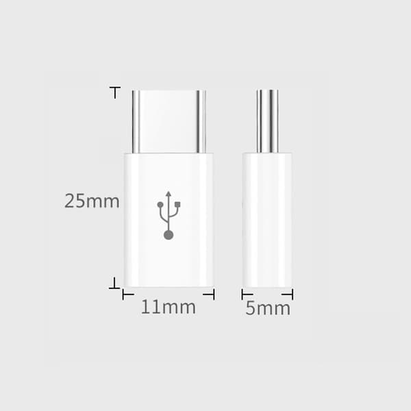 Android till USB-C-adapter 2-pack kort – PD 5A snabbladdning och dataöverföring, plug-and-play för resor och vardagsanvändning, kompakt lätt att bära White
