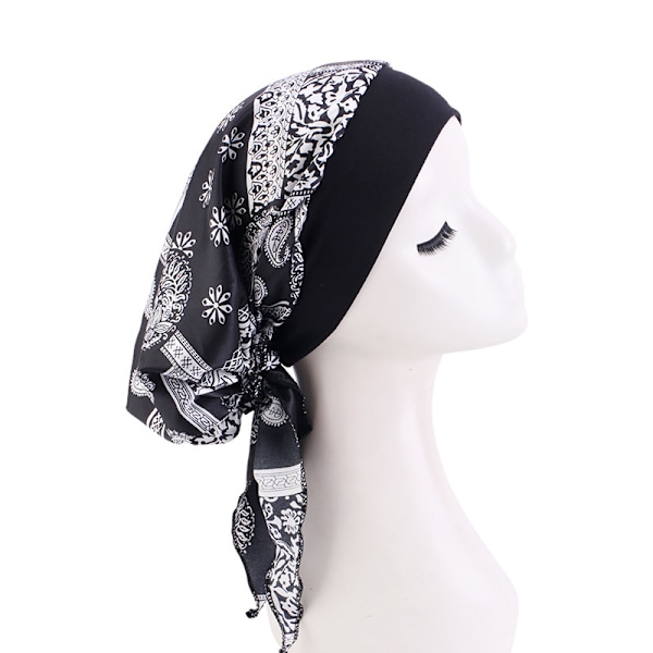 Satin Printed Tie Chemo Cap - Bekvämt Huvudskydd