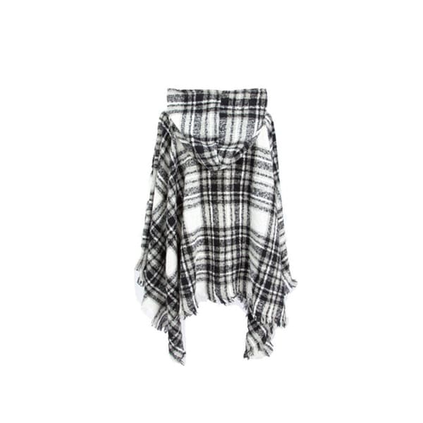 Stilfuld ternet hætteponcho - Alsidig og varm polyester cape Black&White Black&White