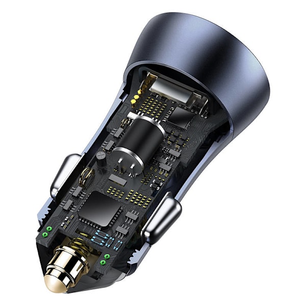 Ładowarka samochodowa Baseus Golden Contactor Pro, USB + USB-C, QC4.0+, PD, SCP, 40W (szara) + kabel USB-C till iP 1m (t