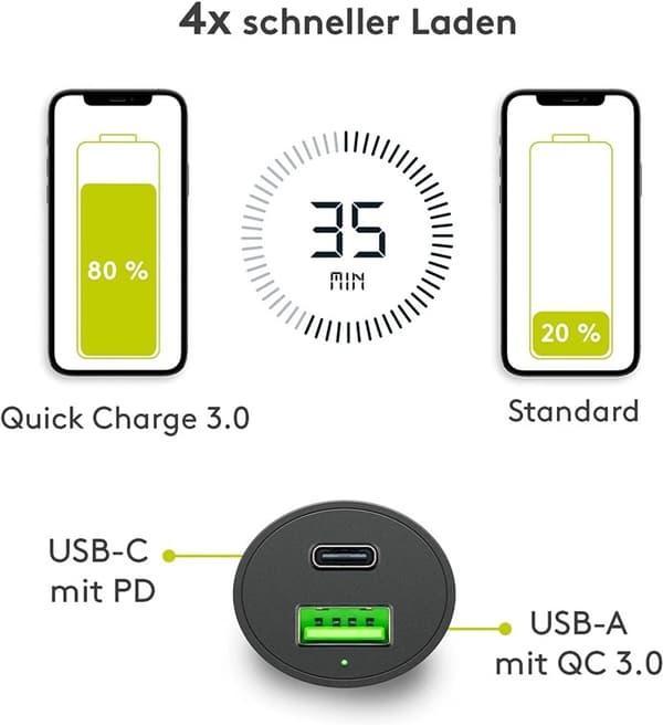 Dubbel USB-billadare USB-C™ PD (Power Delivery) (48 W)