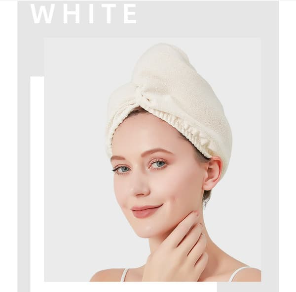 Hårttørrehætte i mikrofiber, hurtigtørrende håndklæde til hårindpakning White White