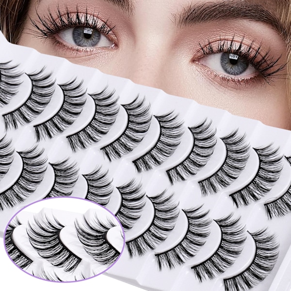 HH21-08 3D False Eyelashes - 10 Par