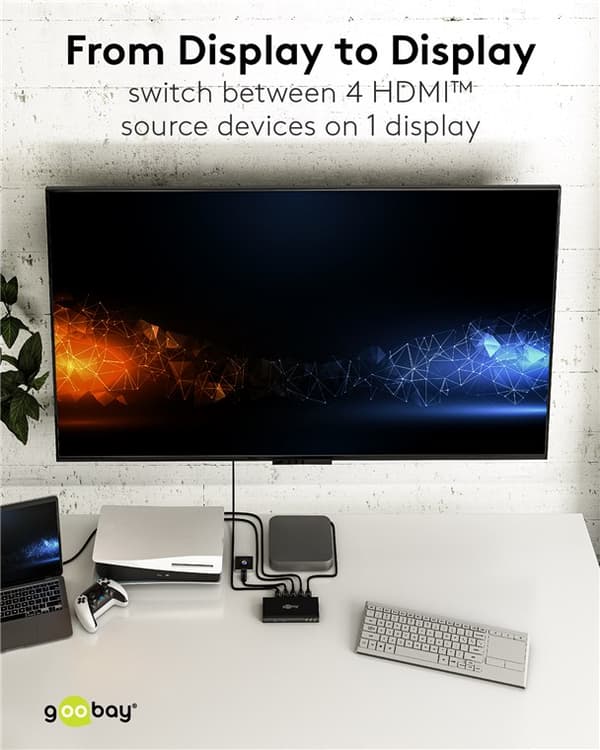 HDMI switch box 4 til 1 med lydudgang