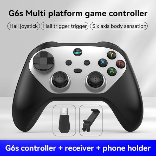 G6S Switch Bluetooth 5.3 Gamepad med Hall Joystick - Multi-Platform Understøttelse, kompatibel med Nintendo Switch Black + Silver Black + Silver