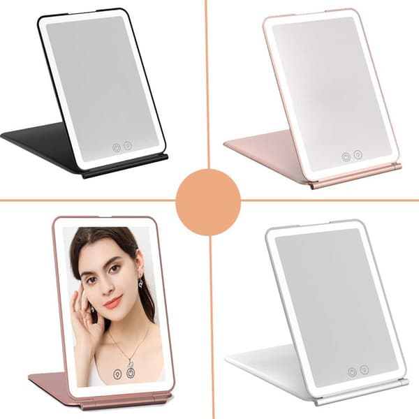 Bærbart LED-makeup-spejl med berøringskontrol og USB-opladning - Ideel til DK-kunder