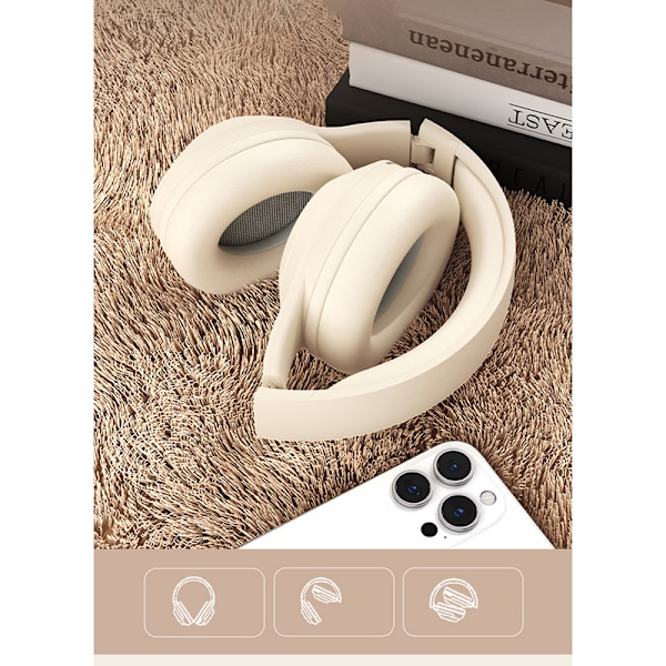 Bluetooth Headset DR06: Lang batteritid, Hi-Fi-lyd Beige