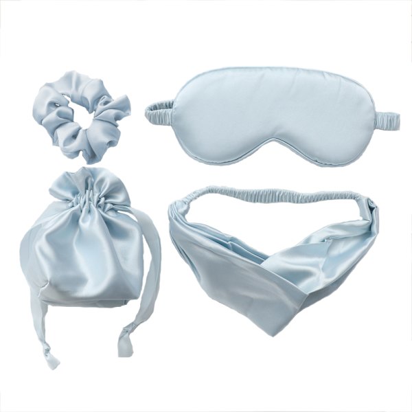 Silk-Like Sleep Eye Eye Mask 4-osainen setti äärimmäiseen mukavuuteen Sininen
