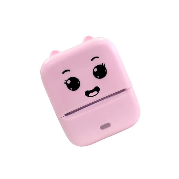 Mini Bluetooth-termoprinter til etiketter med USB, 203 dpi, klæberuller og papir, kompatibel med Apple og Android Pink Pink