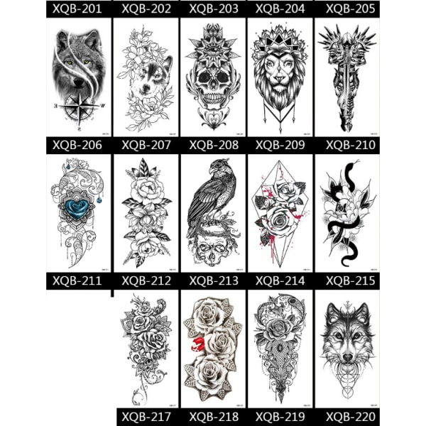Vedenpitävät väliaikaiset tatuointitarrat, 14 osaa Monivärinen Monivärinen