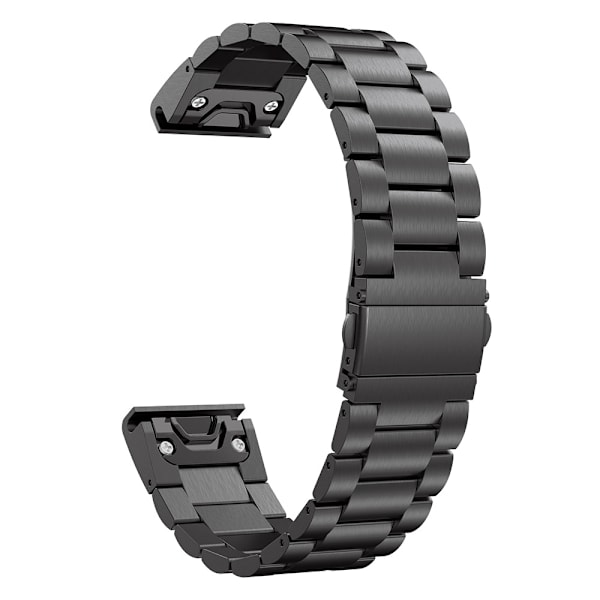 Sort urrem i rustfrit stål 20 mm - Fenix 5s/6s/7s/8 43 mm