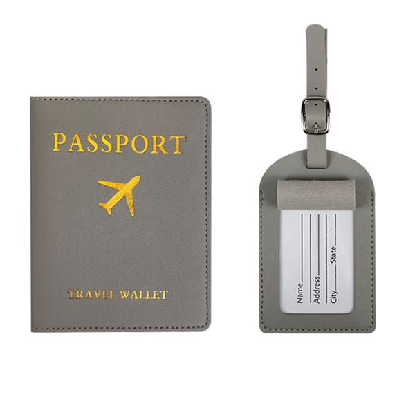 Pasholder og bagagemærkesæt - Stilfuldt rejsetilbehør Grey Grey