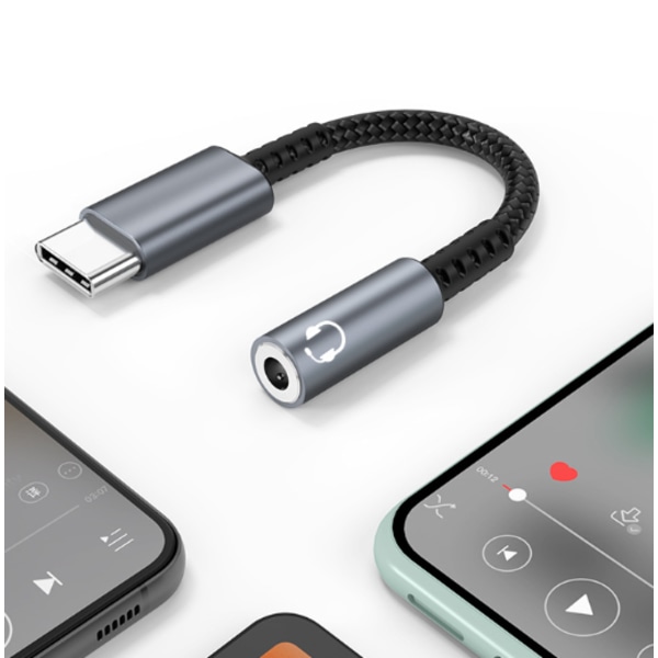 INF USB-C til 3,5 mm adapter til hovedtelefoner Grå Grå