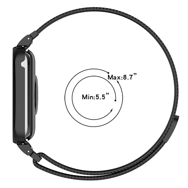 Klockarmband för Xiaomi Mi Band 8 Pro - Metallram med Milanese Loop Svart