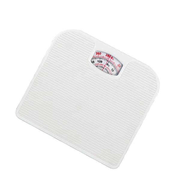 Mechanical Bathroom Scale with Dual Scale Analog Dial and Non-Slip Leather Surface 130kg Capacity White White