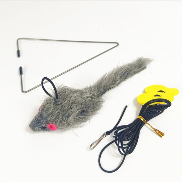 Door-Hanging Plush Mouse Cat Toy Pack of 5 - Triangular Clip Swinging Elastic Teaser for Interactive Play