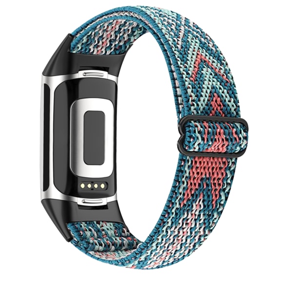 Fitbit Charge 5 armband med flätad mönster Blå/Orange