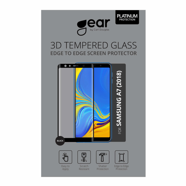 GEAR Härdat Glas 3D Full Cover Svart Samsung Galaxy A7