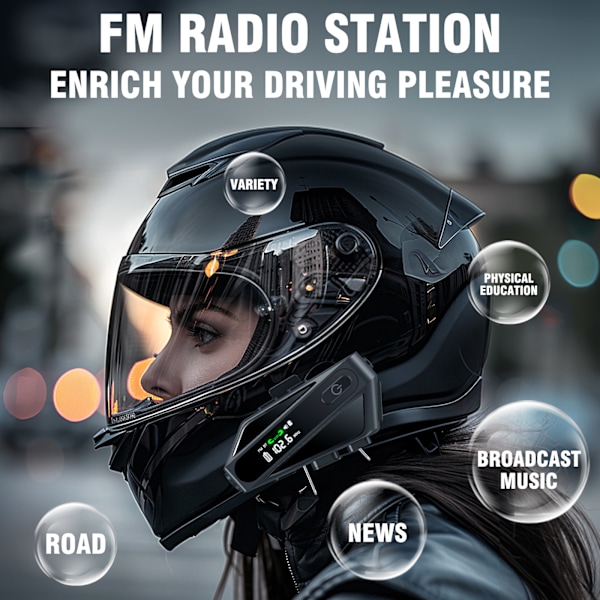 Bluetooth-headset för motorcykelhjälm - Svart C6 Soft Mic