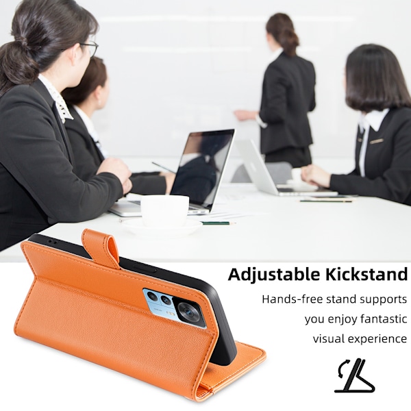 Redmi Note  Plånboksfodral - Orange med lång axelrem och handledsrem Modell 3
