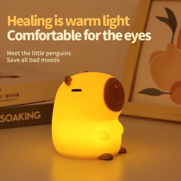 Capybara Natlampe - Blød Silikone LED Sengelampe med Touch Sensor og Timer