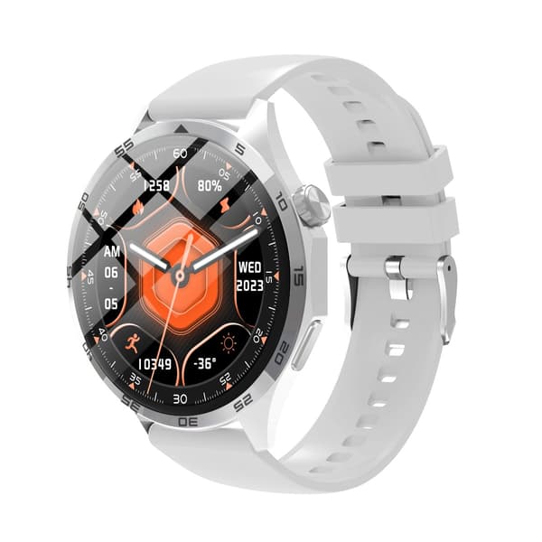 Multifunktionell Smartwatch med Bluetooth-samtal, pulsmätare och anpassningsbar urtavla Silver Silver