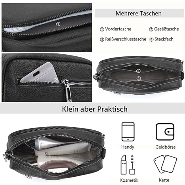 INF Crossbody taske skulderrem taske PU læder Sort