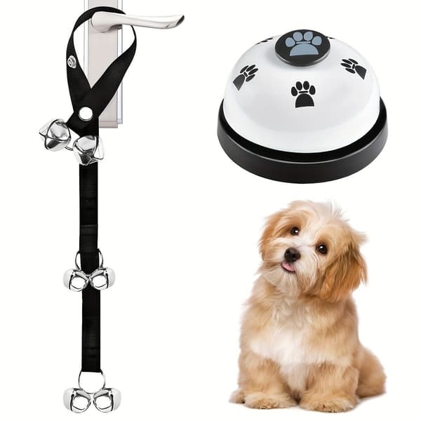 Hundträningsdörrklocka: 2,5 cm Bred 7 Klockor Rep + Tryckklocka för Potträning & Lek Black Black