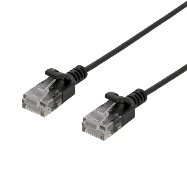 U/UTP Cat6 patch cable slim, 2.6 mm⌀, 2m, 500MHz, black