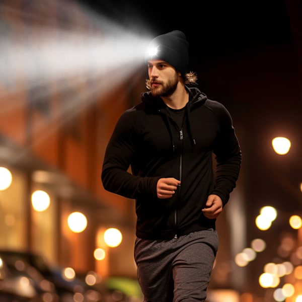 LED-pipo Bluetooth-kuulokkeilla - Yksi valo Musta