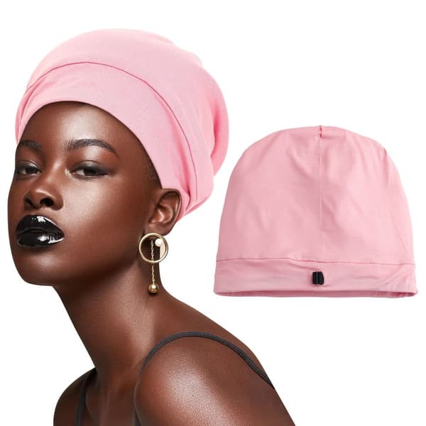 Modal Sleep Cap - Blød og behagelig hovedbeklædning til kvinder, ideel til hårbeskyttelse og kemoterapi Pink Pink