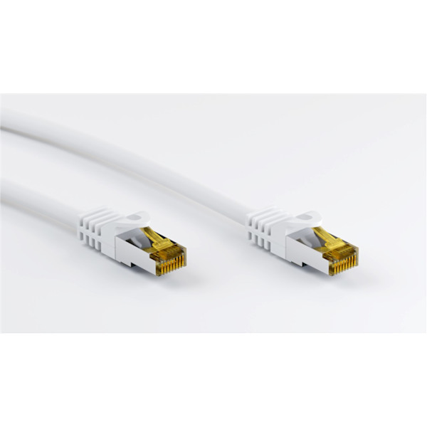 RJ45 patchkabel S/FTP (PiMF), 500 MHz, med CAT 7 råkabel, vit, 1,5 m