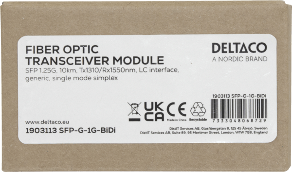 SFP 1.25G, 10km, Tx1310/Rx1550nm, LC interface, SM simplex