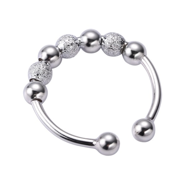 Anti-stressring med 7 roterbara pärlor koppar Silver