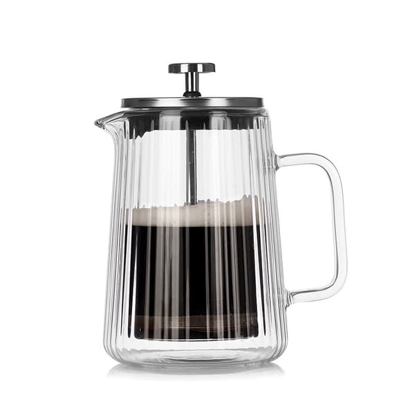 650ML Vertikalrandig Dubbellagers Fransk Press Kaffebryggare