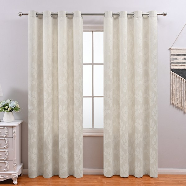 Elegant Leaf Jacquard Mørklægningsgardin til Soveværelse EN