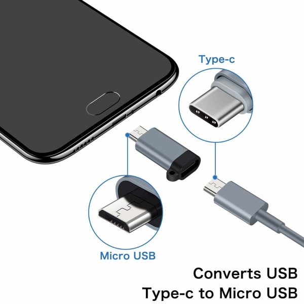INF USB-C (naaras) - Micro USB (uros) -sovitin alumiiniharmaa
