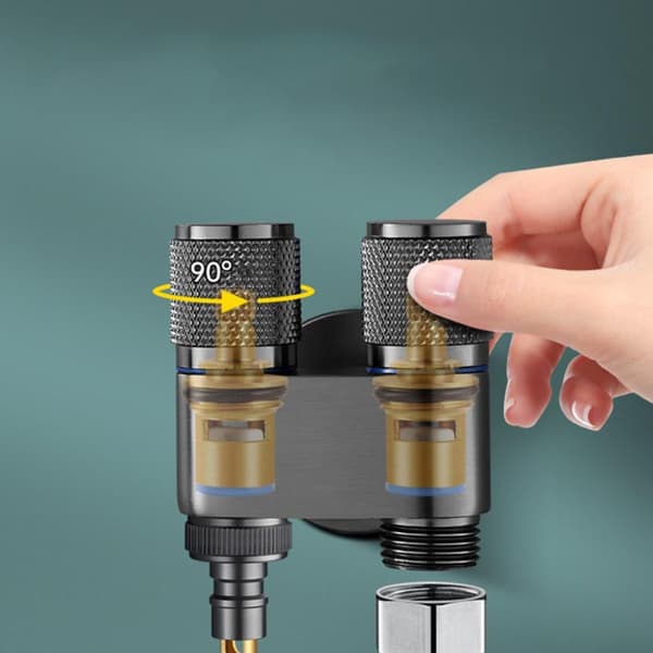Dual-Control 1-in-2 Washing Machine Angle Valve - Stainless Steel Space-Saving Dual Outlet G1/2 Thread Silver Silver