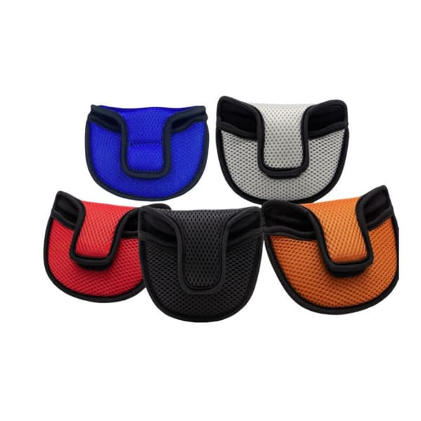 Mesh Semicircle Golf Putter Head Cover - Breathable Nylon Mesh Putter Protector Orange Orange